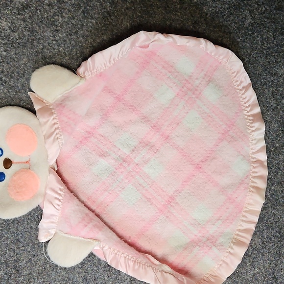 Vintage Fisher Price Bunny Security Blanket Lovey Pink‎ Plaid Baby Lovey 1979 - Picture 3 of 7